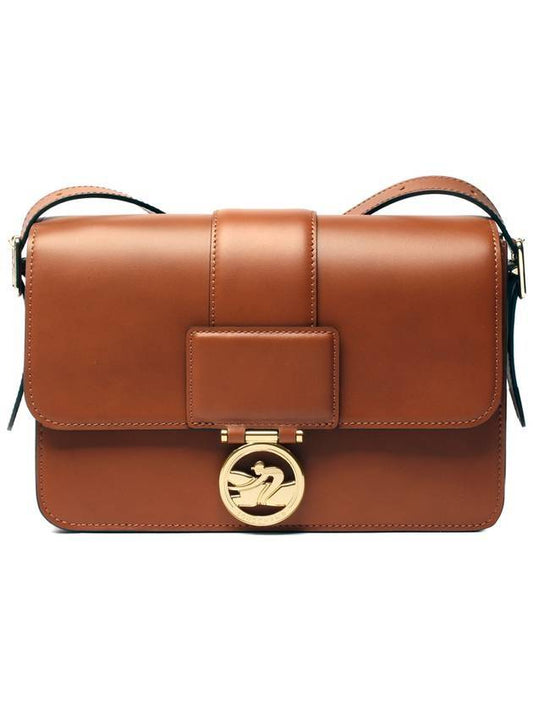 Box Trot Logo Medium Leather Cross Bag Cognac - LONGCHAMP - BALAAN 1