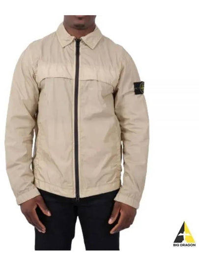 Garment Dyed Overshirt Zip Up Jacket Beige - STONE ISLAND - BALAAN 2