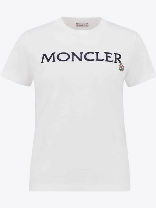 Moncler Women s Chest Logo Short Sleeve T Shirt White 8C00006 829HP 037 - MONCLER - BALAAN 1
