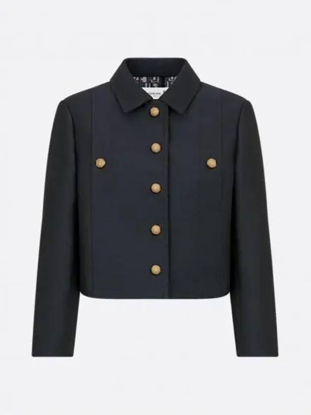 silk jacket navy blue wool - DIOR - BALAAN 2