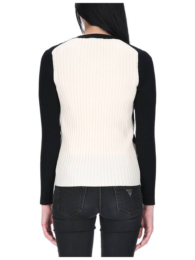 Color Block Ribbed Cardigan Black - TORY BURCH - BALAAN.