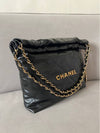 Shiny Calfskin 22 Small Shoulder Bag Black - CHANEL - BALAAN 5