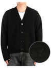 Merino Wool Cashmere Cardigan Black - AMI - BALAAN 2