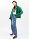 Single Leather Suede Jacket Green - C WEAR BY THE GENIUS - BALAAN 7