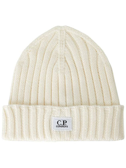 Extra Fine Merino Wool Logo Beanie White - CP COMPANY - BALAAN 2