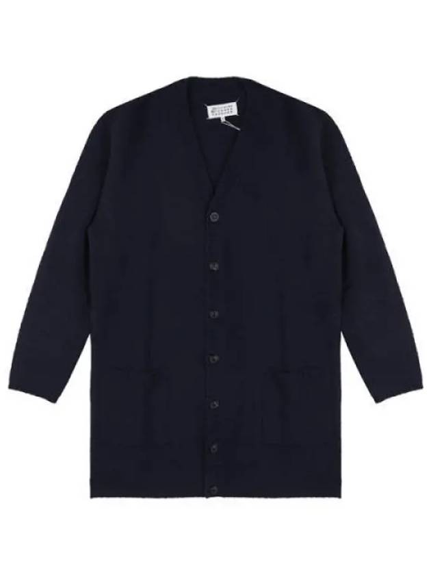 V Neck Wool Long Cardigan Navy - MAISON MARGIELA - BALAAN 2