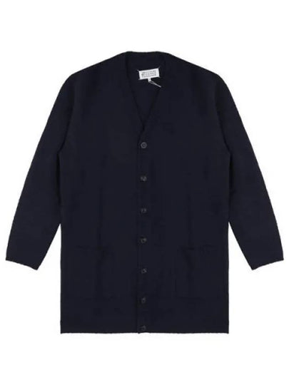 V Neck Wool Long Cardigan Navy - MAISON MARGIELA - BALAAN 2