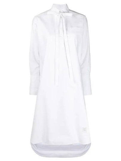 Women's Bow Tie Blouson Shirt Midi Dress White - THOM BROWNE - BALAAN 2