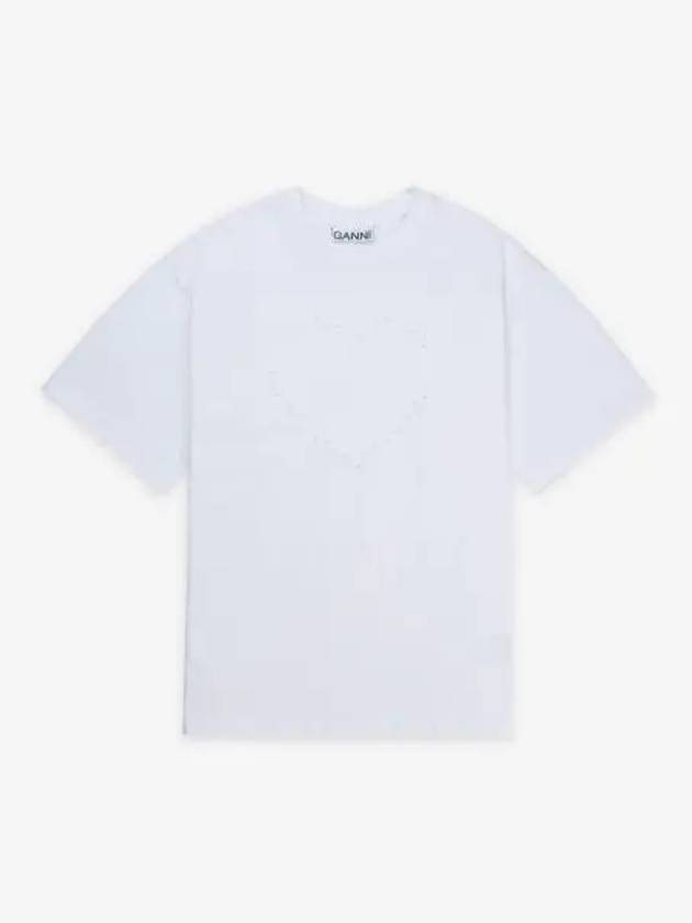 Heavy Cotton Drop Shoulder Heart Short Sleeve T-Shirt White - GANNI - BALAAN 2