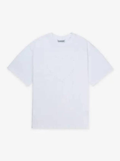 Heavy Cotton Drop Shoulder Heart Short Sleeve T-Shirt White - GANNI - BALAAN 2