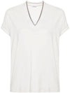 Monilli V-Neck Short Sleeve T-Shirt White - BRUNELLO CUCINELLI - BALAAN 2