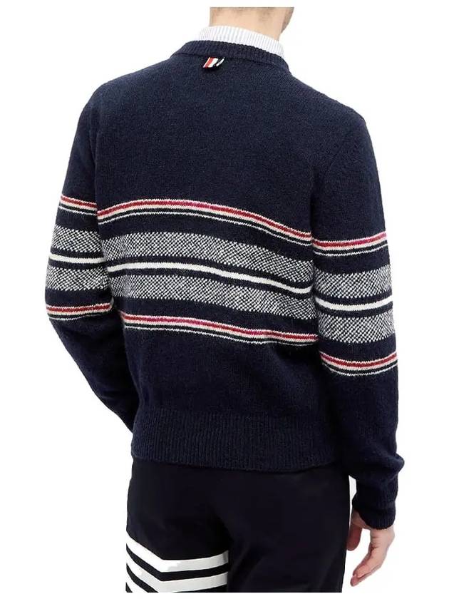 Seasonal Birdseye Jacquard Knit Top Navy - THOM BROWNE - BALAAN 4