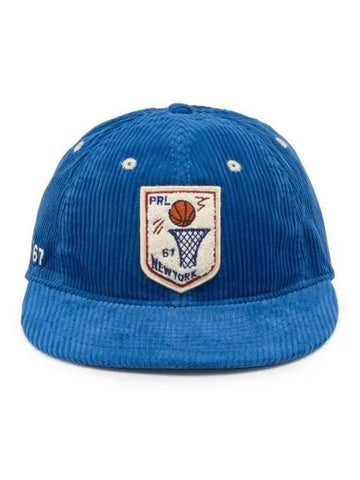 Chenille Patch Corduroy Ball Cap Blue - POLO RALPH LAUREN - BALAAN 1