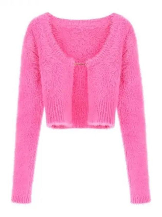 Jacquemus NEVE logo charm closure fluffy cardigan - JACQUEMUS - BALAAN 1