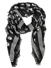 Biker White Skull Scarf Black - ALEXANDER MCQUEEN - BALAAN.