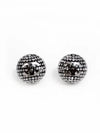 earrings metal resin diamante silver black crystal - CHANEL - BALAAN 3