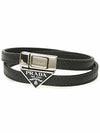 Triangle Logo Saffiano Logo Bracelet Black - PRADA - BALAAN 10