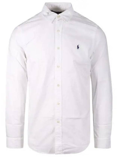 Embroidered Logo Linen Long Sleeve Shirt White - POLO RALPH LAUREN - BALAAN 2