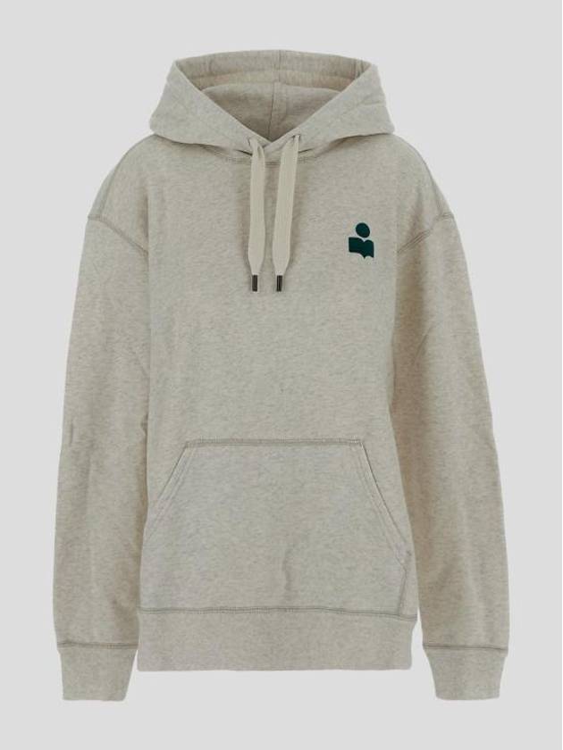 Matte Logo Print Hoodie Emerald Ecru - ISABEL MARANT - BALAAN 2