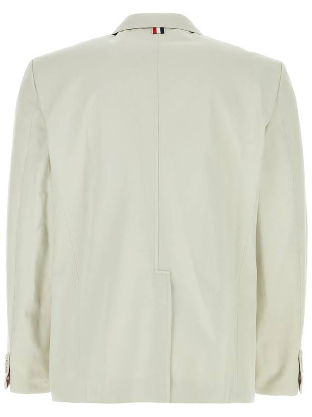 Dyed Gabardine Unconstructed Cotton Jacket White - THOM BROWNE - BALAAN 3