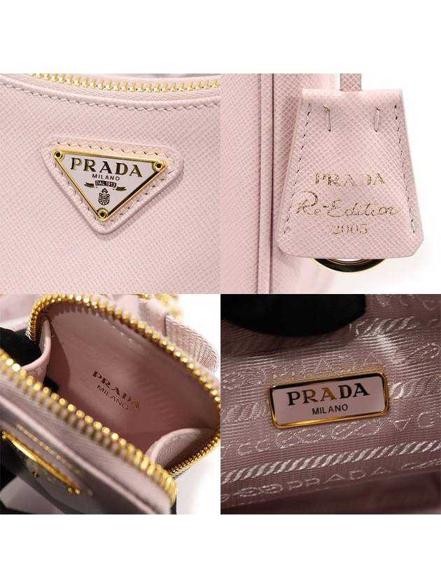 1BH204 Alabaster Pink Re Edition Saffiano Leather Gold Triangle Hobo 2WAY - PRADA - BALAAN 7