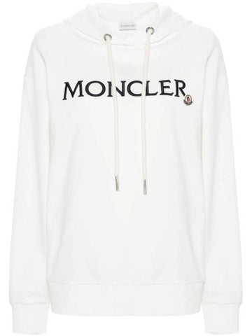 Embroidered Logo Hoodie White - MONCLER - BALAAN 1