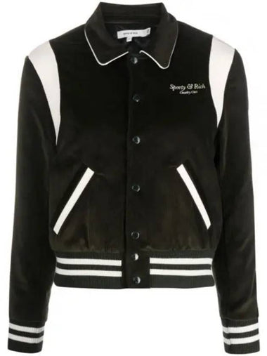 SR Sport Corduroy Varsity Jacket Dark GreenWhite JAAW233DO 289 - SPORTY & RICH - BALAAN 1