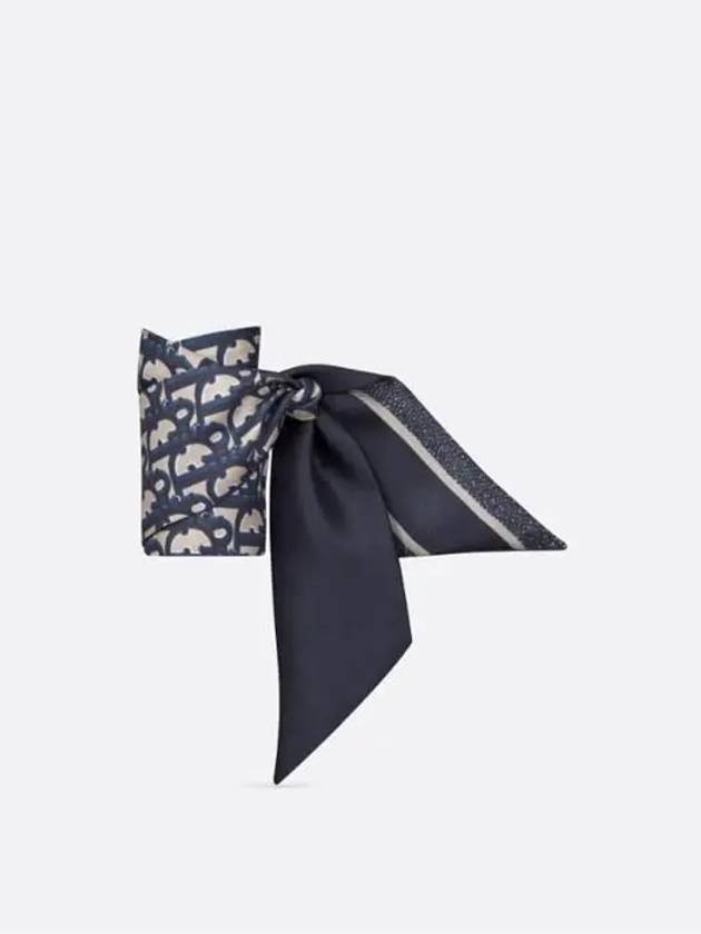 Oblique Mitzah Silk Twill Scarf Navy - DIOR - BALAAN 4