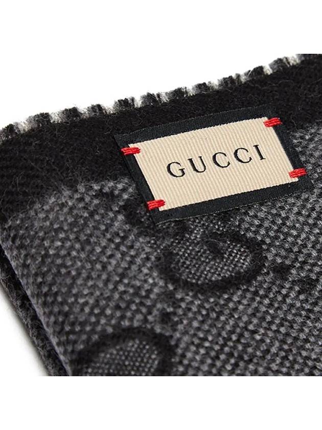 GG Jacquard Two-Tone Tassel Wool Muffler Grey Black - GUCCI - BALAAN 4