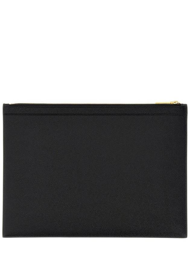 Medium Document Holder Clutch Bag Black - THOM BROWNE - BALAAN 3