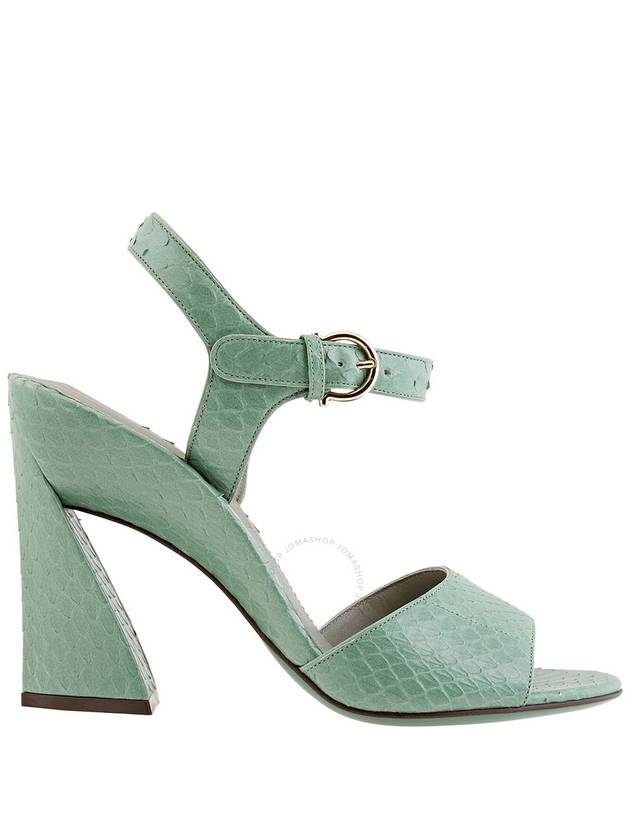 Salvatore Women's Leather Sandals Heel Green - SALVATORE FERRAGAMO - BALAAN 2