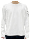 4-Bar Striped Cotton Long Sleeve T-Shirt White - THOM BROWNE - BALAAN 2