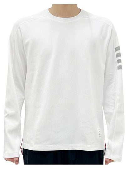 4-Bar Striped Cotton Long Sleeve T-Shirt White - THOM BROWNE - BALAAN 2