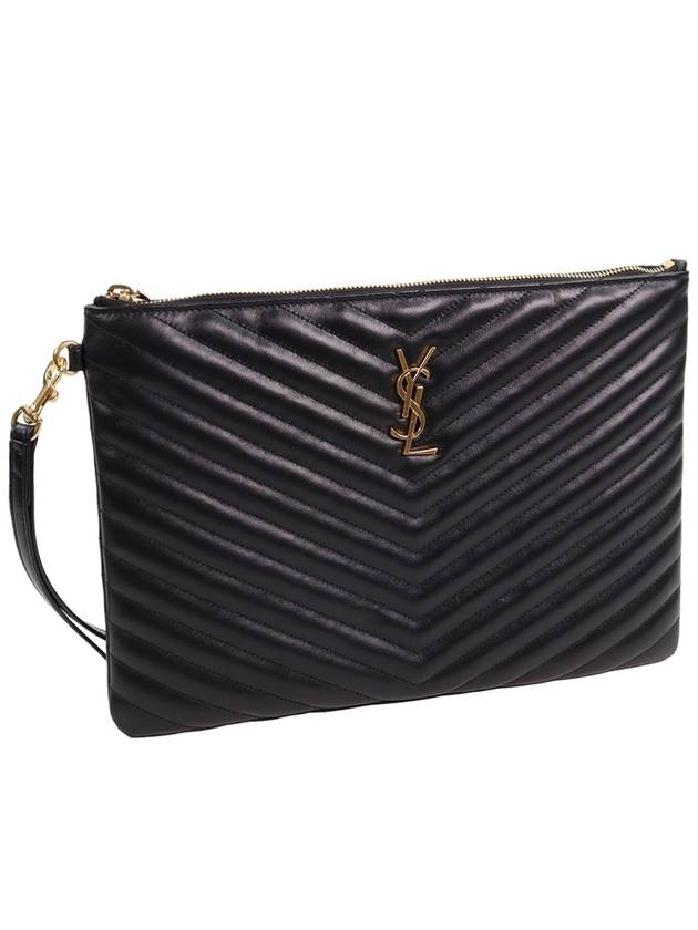 Gold Monogram Matelasse Clutch Bag Black - SAINT LAURENT - BALAAN 4