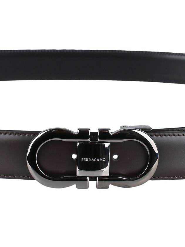 Gancini Reversible Leather Belt Black Dark Brown - SALVATORE FERRAGAMO - BALAAN 8