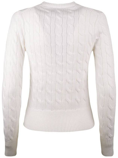 Ralph Lauren Plaited Cotton Crew Neck Cardigan White - RALPH LAUREN - BALAAN 2