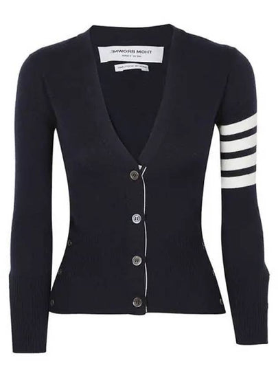 4-Bar V-Neck Cashmere Cardigan Navy - THOM BROWNE - BALAAN 2