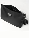 Triangle Logo Re-Nylon Saffiano Leather Shoulder Bag Black - PRADA - BALAAN 7