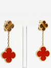 Van Cleef Arpels Magic Alhambra Earrings 2 Motif Yellow Gold Carnelian Tiger s Eye 74151 - VANCLEEFARPELS - BALAAN 3