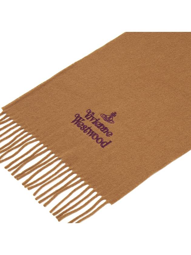 Logo Wool Fringe Muffler Camel - VIVIENNE WESTWOOD - BALAAN 6