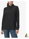 Basic Slim Fit Silk Shirt Black - SAINT LAURENT - BALAAN 2