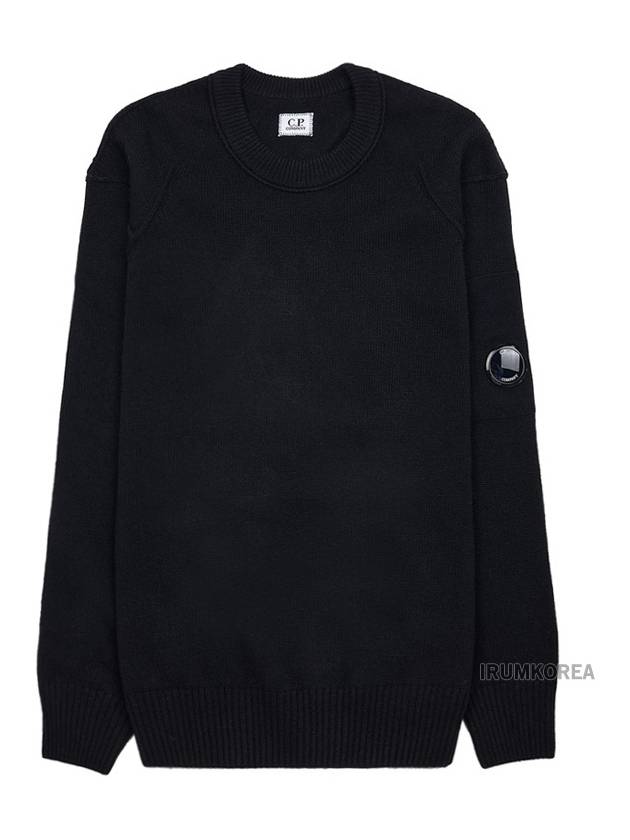 Lambswool GRS Crew Neck Knit Top Black - CP COMPANY - BALAAN 2