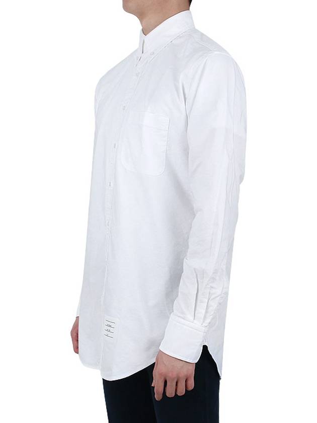 Men's Logo Patch Classic Cotton Long-Sleeve Shirt White - THOM BROWNE - BALAAN 5