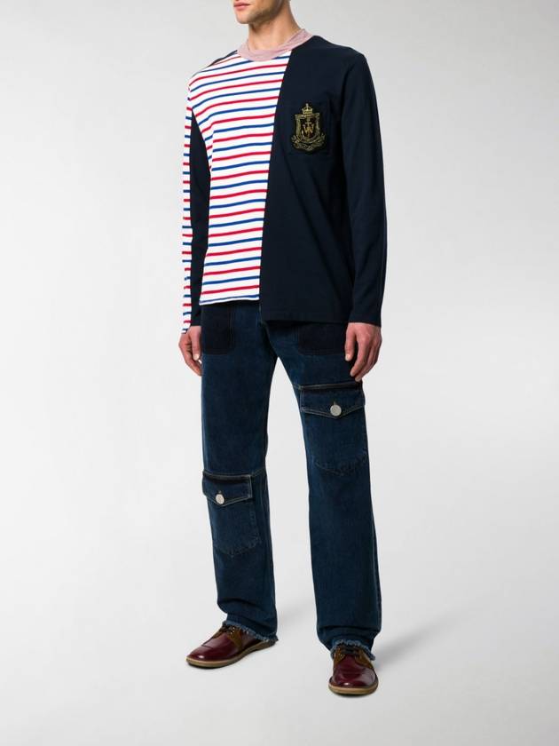 J.W Anderson Striped And Embroidered Jersey TShirt - JW ANDERSON - BALAAN 3