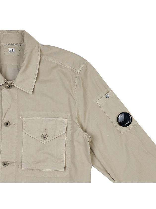 Logo Patch Cotton Long Sleeve Shirt Sage - CP COMPANY - BALAAN 5