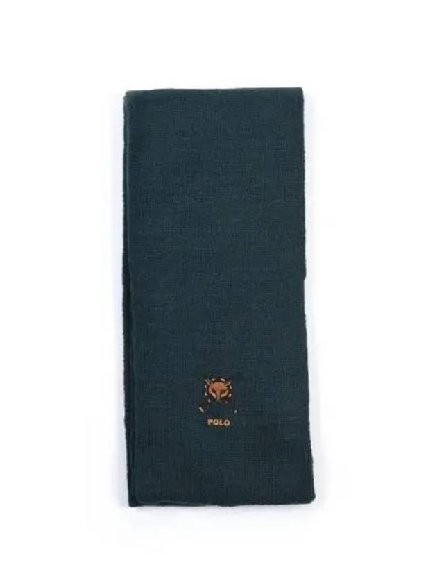 Fox Embroidered Wool Muffler Dark Green - POLO RALPH LAUREN - BALAAN 2