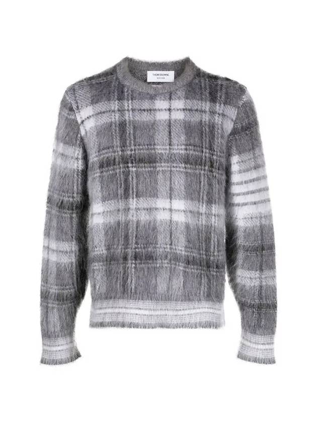 Check 4 Bar Mohair Knit Top Grey - THOM BROWNE - BALAAN 2