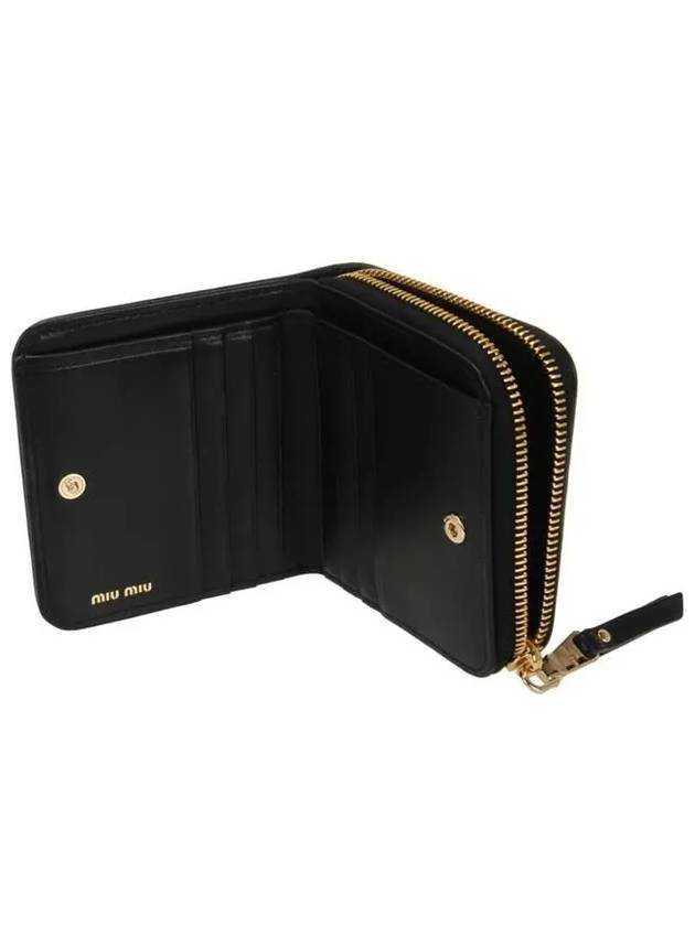 Matelasse Logo Zip Around Half Wallet Black - MIU MIU - BALAAN 5