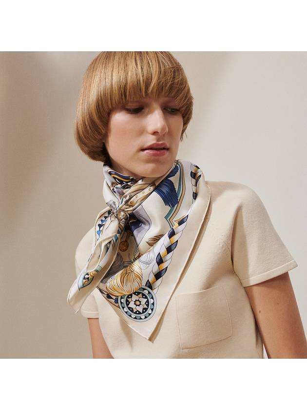 Harnais De Coeur Silk 90 Scarf Creme - HERMES - BALAAN 4