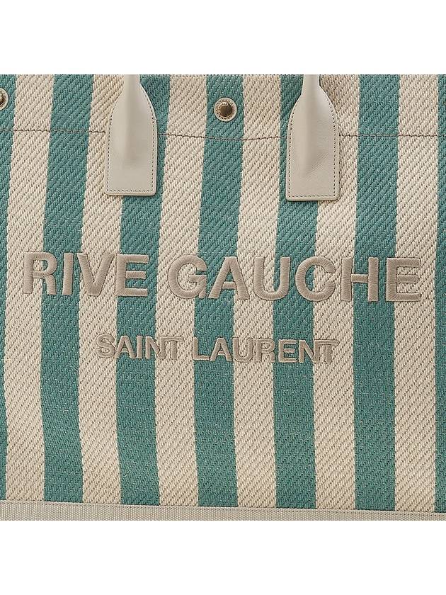 Rive Gauche Striped Logo Canvas Tote Bag Water Green - SAINT LAURENT - BALAAN 8